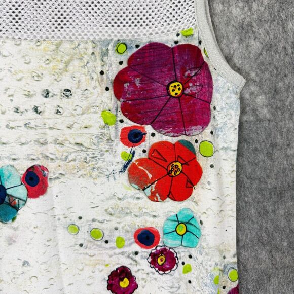 Simply Art by Dolcezza Sleeveless Sm Dress Artsy Watercolor Mesh Yoke Stretch - Picture 6 of 11